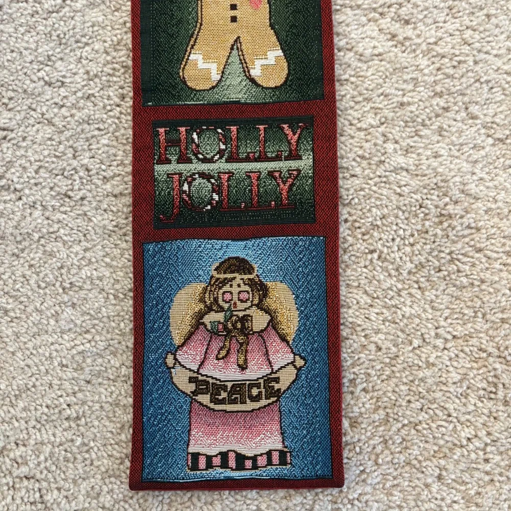 Vintage Christmas Wall Hanging Decor Santa Gingerbread Angel 42x5.5